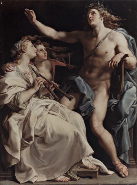 Anonimo — Batoni Pompeo Girolamo - sec. XVIII - Apollo con la Musica e la Geometria — insieme
